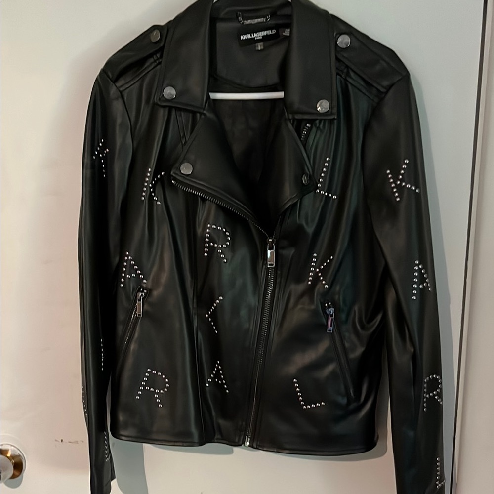 Karl Lagerfeld Black Studded Leather Jacket